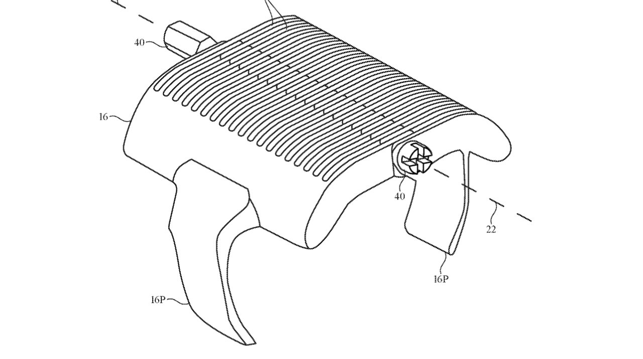 Key to the patent is the interlocking fingers of the hinge