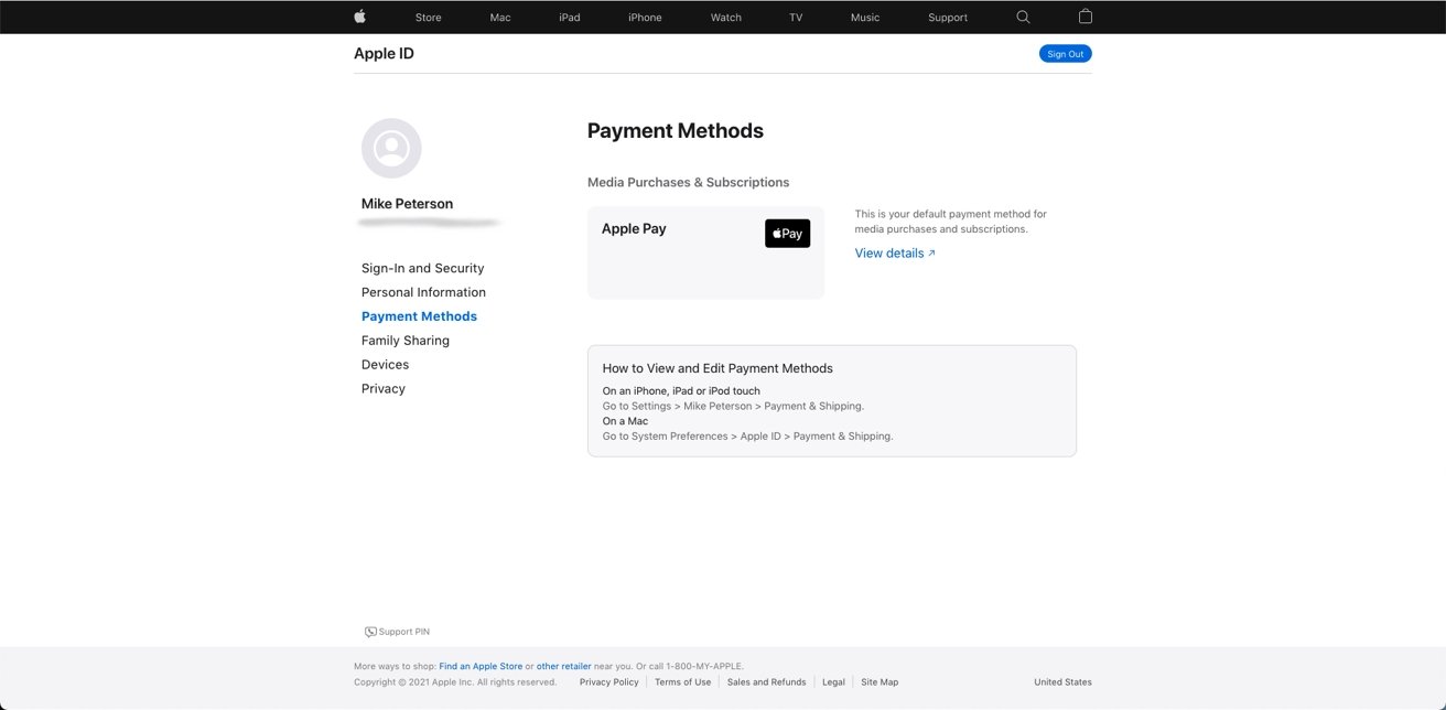 The new Apple ID webpage on desktop.