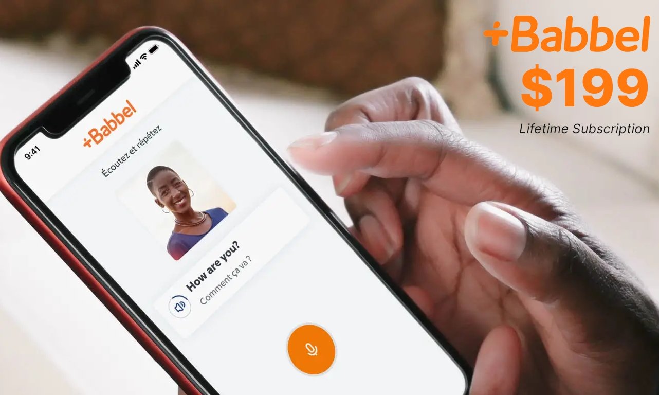 Babbel on iPhone with $199 sale text