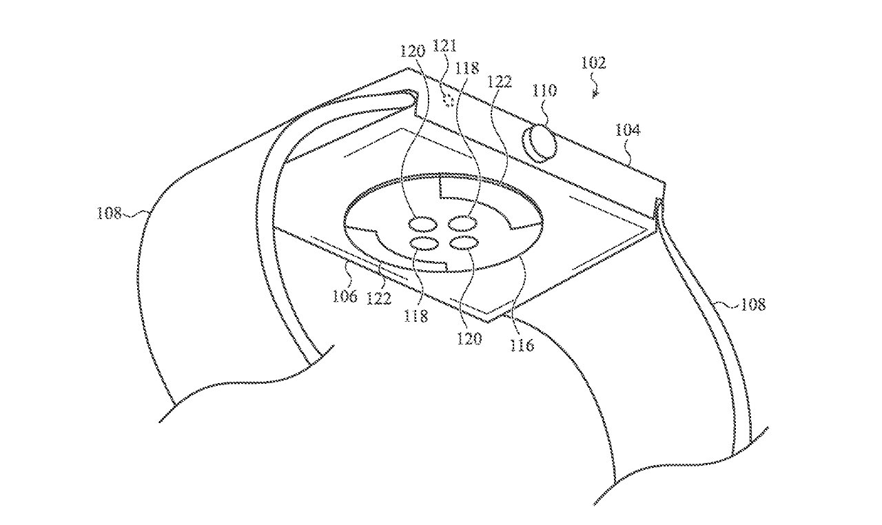 Detail from the patent application showing another view of an Apple Watch