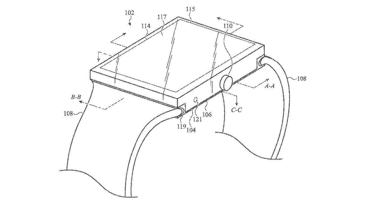 Detail from the patent application showing one view of an Apple Watch