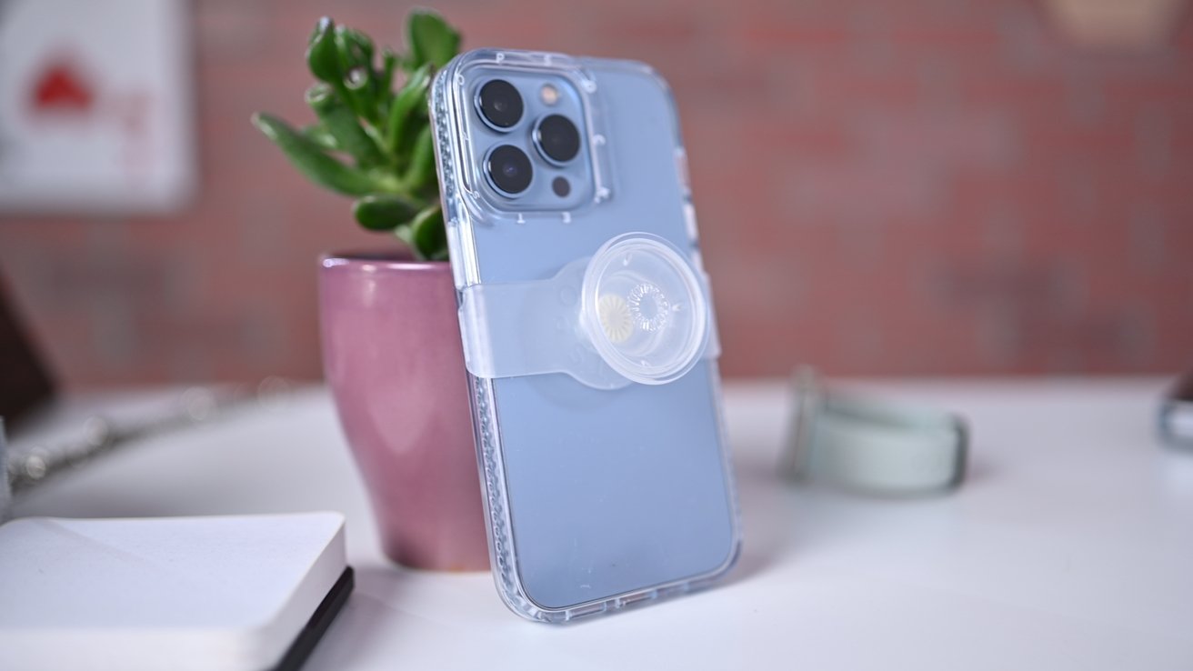 PopSockets: iPhone 13 Pro Max Case with Phone Grip and Slide Compatible  with MagSafe, Wireless Charging Compatible - Clear