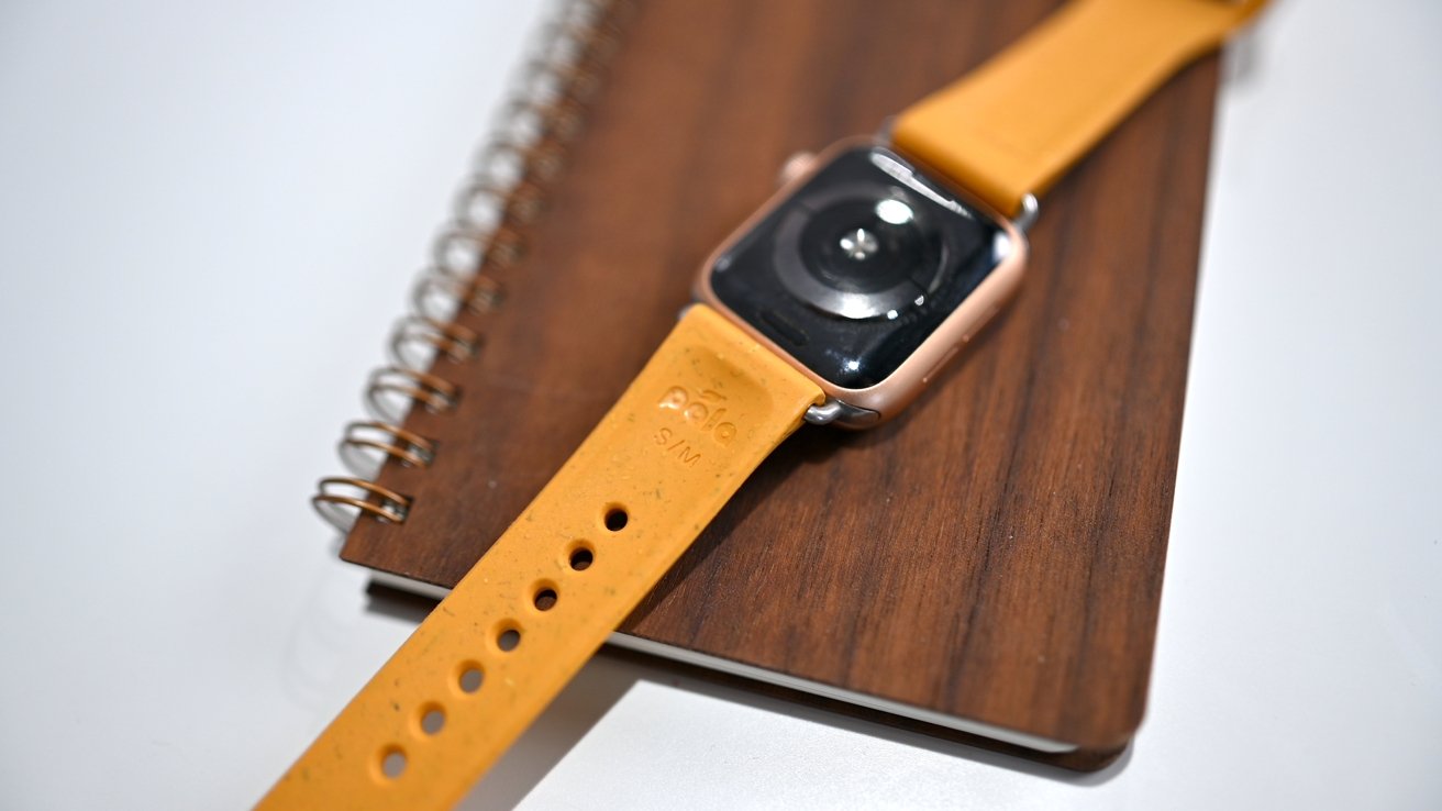 The underside of the Pela Apple Watch strap