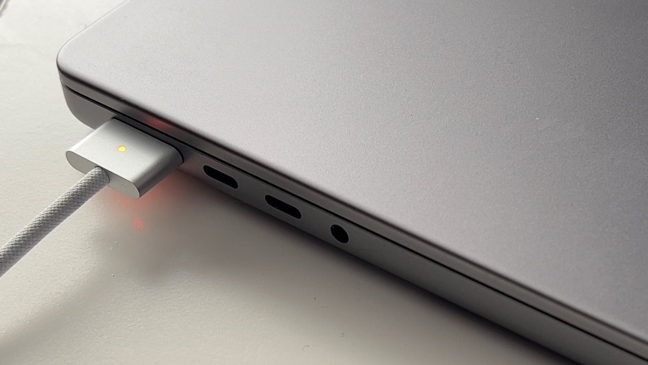 MagSafe charging on a MacBook Pro