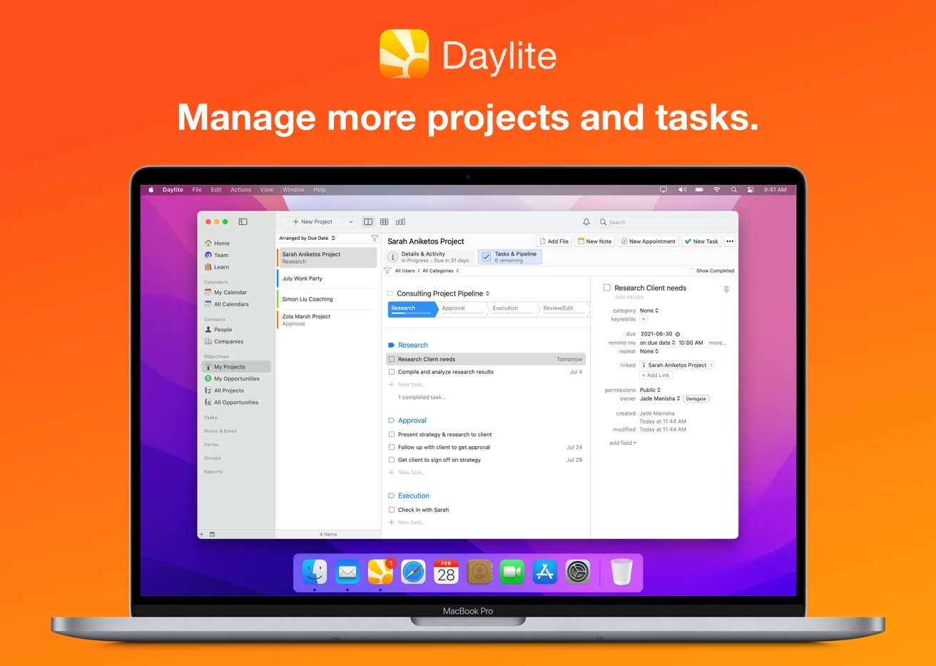 Upgrade your project and task management with Daylite. 