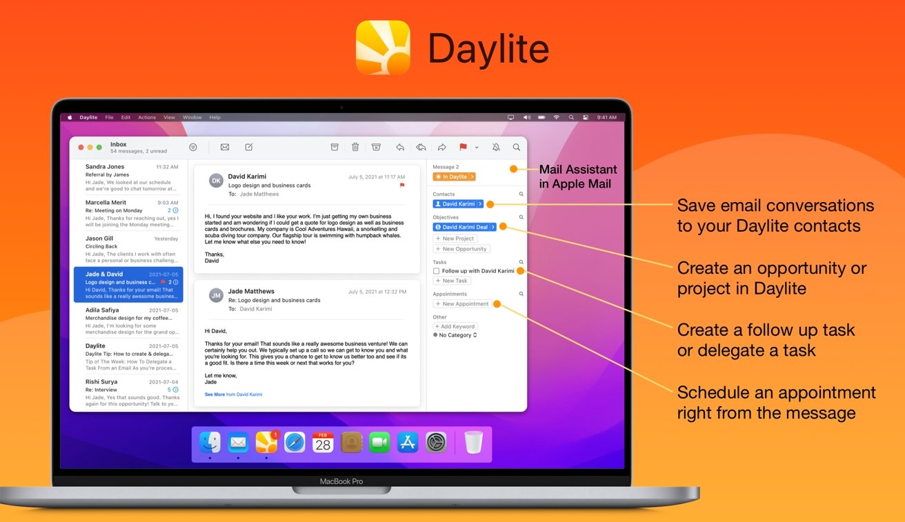 Daylite's Mail Assistant lets you manage tasks and schedule appointments. 
