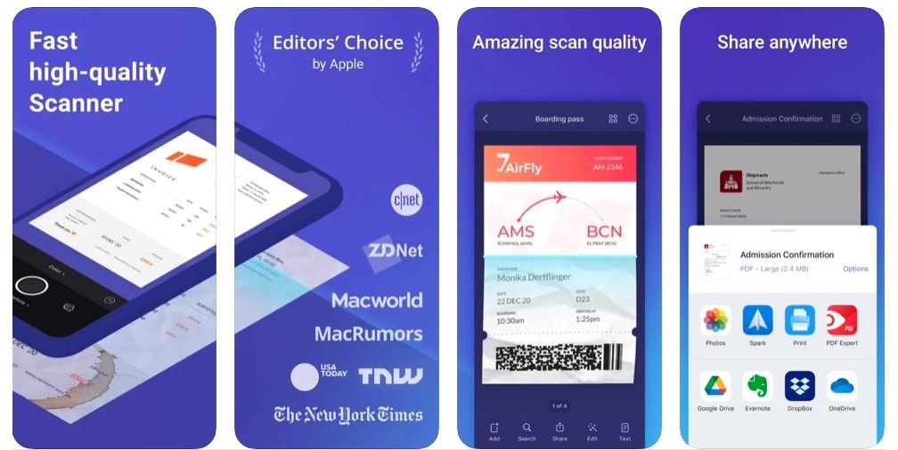 Scanner Pro is a well-rated scanning app that provides high-quality scans and organization options.