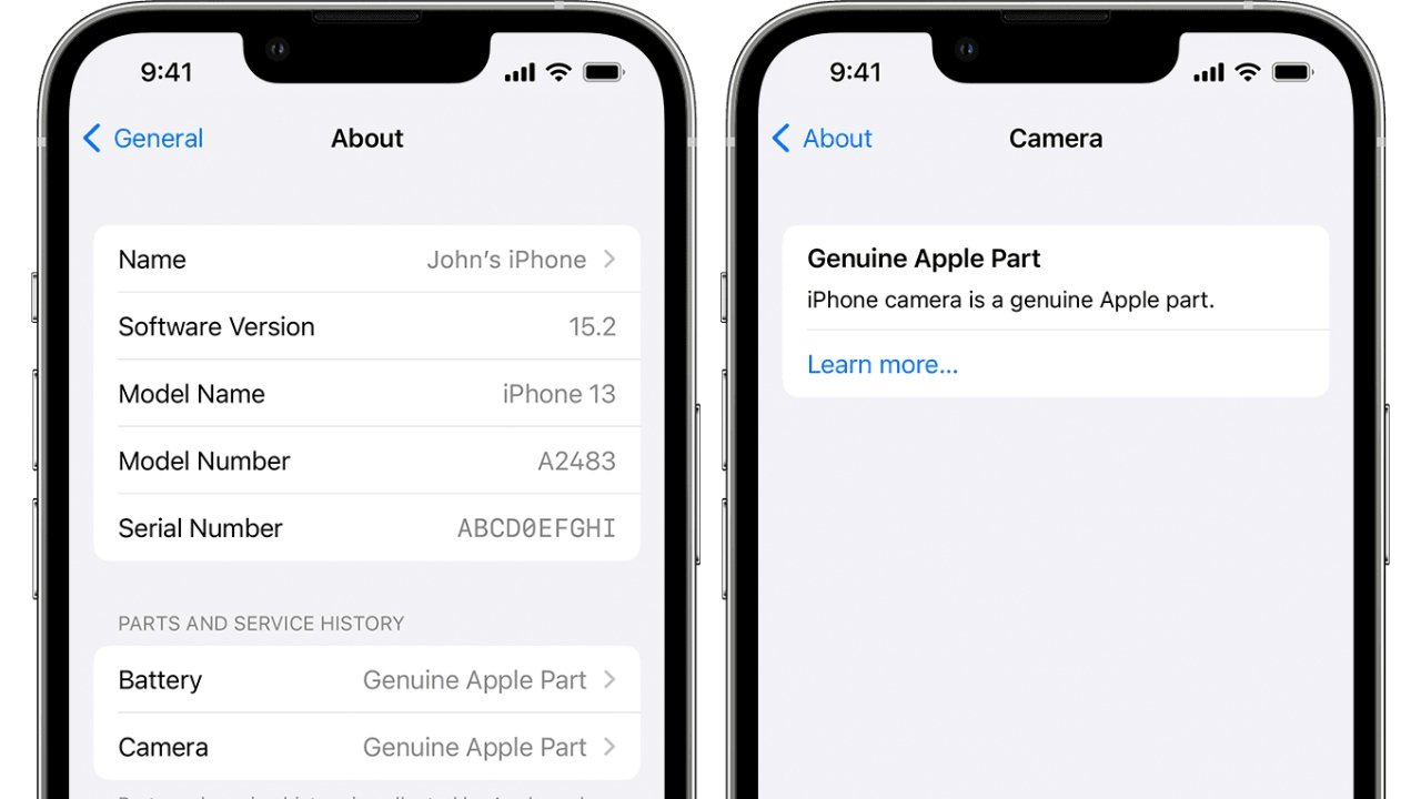 New parts and service history detail in iOS 15.2