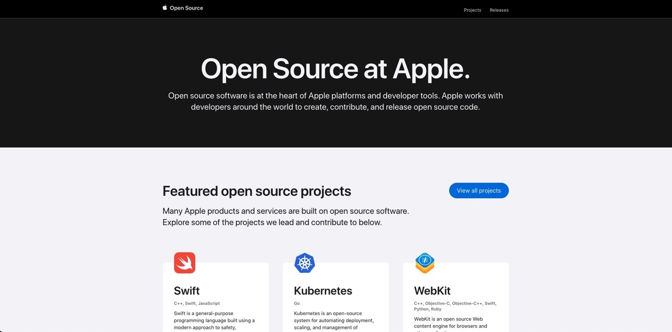 Apple's new Open Source website