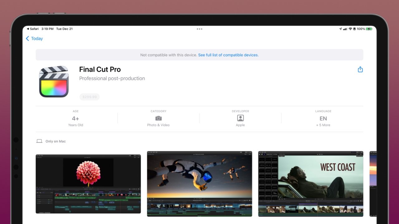 Final Cut Pro won't be available on iPad Pro anytime soon