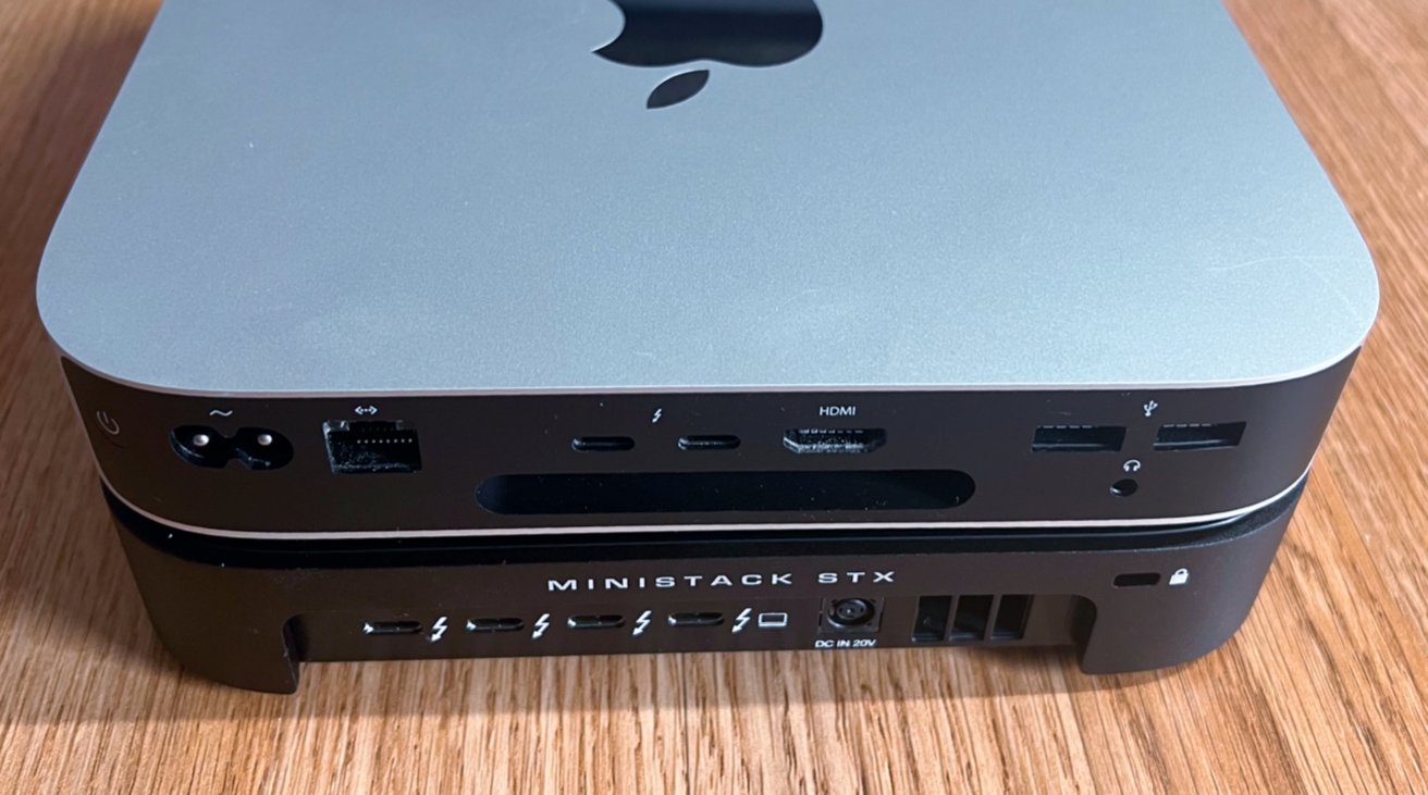 The OWC miniStack STX gives you more Thunderbolt ports to use with your Mac mini.