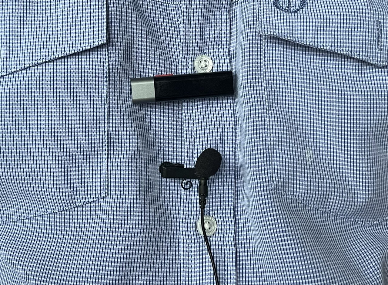 top, the SmartMike+, bottom, a Rode wired lapel mic