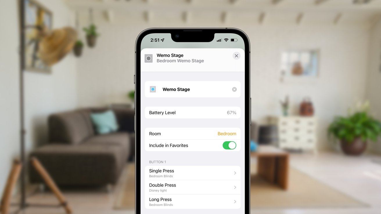 Wemo Stage scene controller in the Home app
