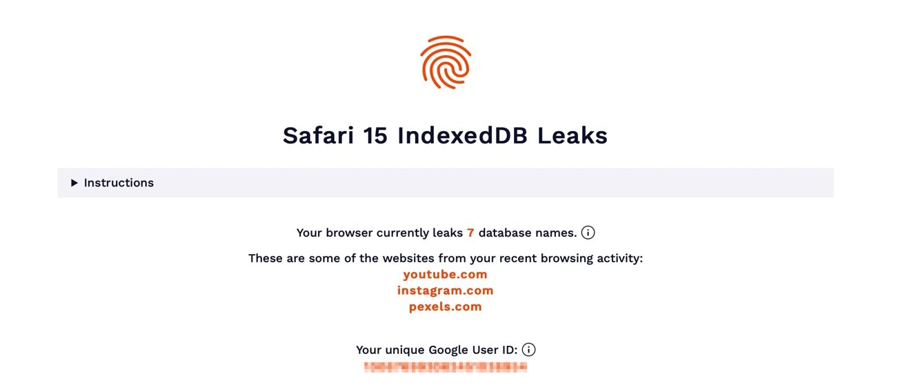 A live demo shows how the Safari leak can collect a user's browsing information.