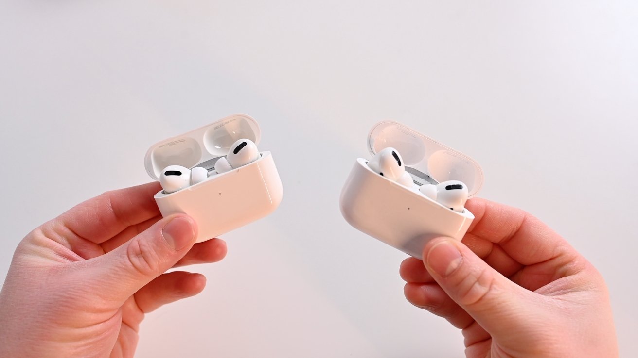 Real (left) versus fake (right) AirPods Pro