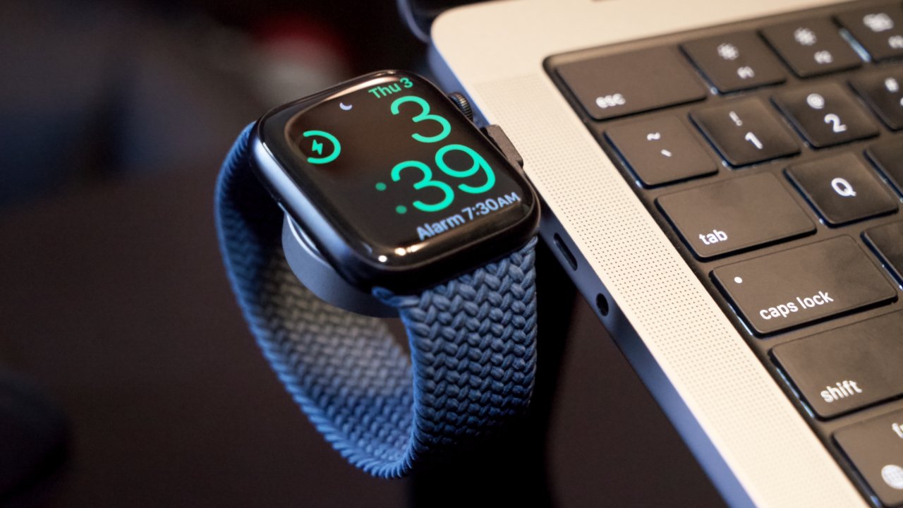 The removable Apple Watch charger can be used with a MacBook Pro