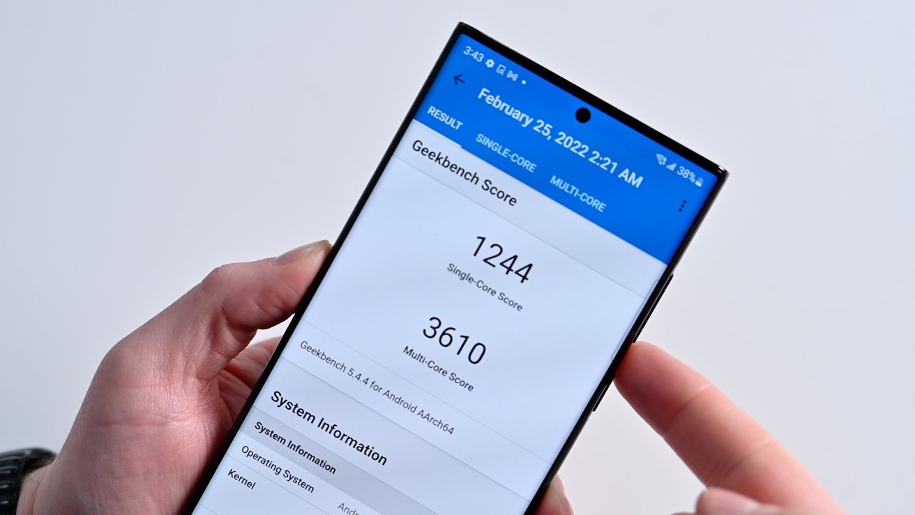 Geekbench results on the S22 Ultra