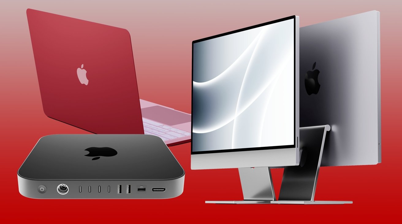 Renders of an updated Mac mini, MacBook Air, and iMac