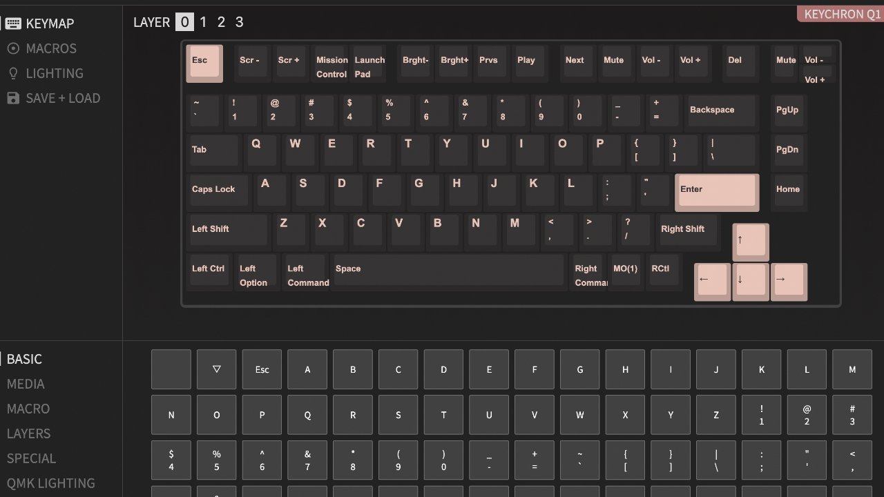 After choosing custom keys and switches, program any key on the keyboard using Via