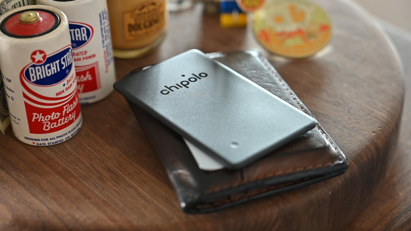 Chipolo Card Spot on top of wallet