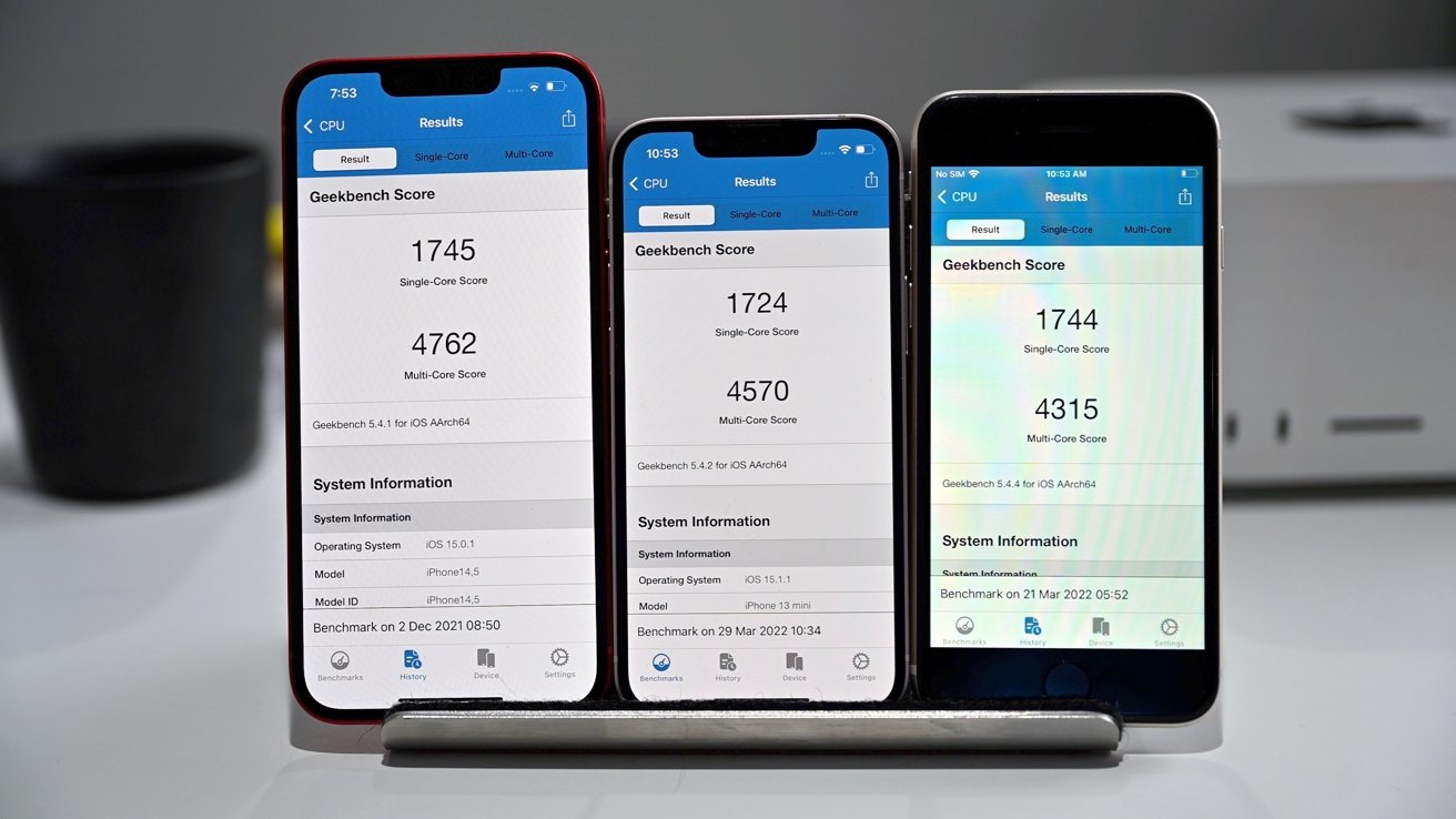 iPhone 13, iPhone 13 mini, and iPhone SE 3 Geekbench benchmarks