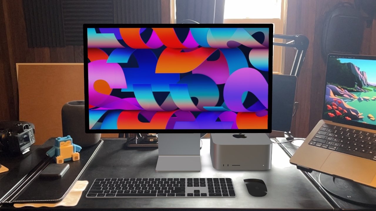 Place the Mac Studio and Apple Studio Display on your desk using AR