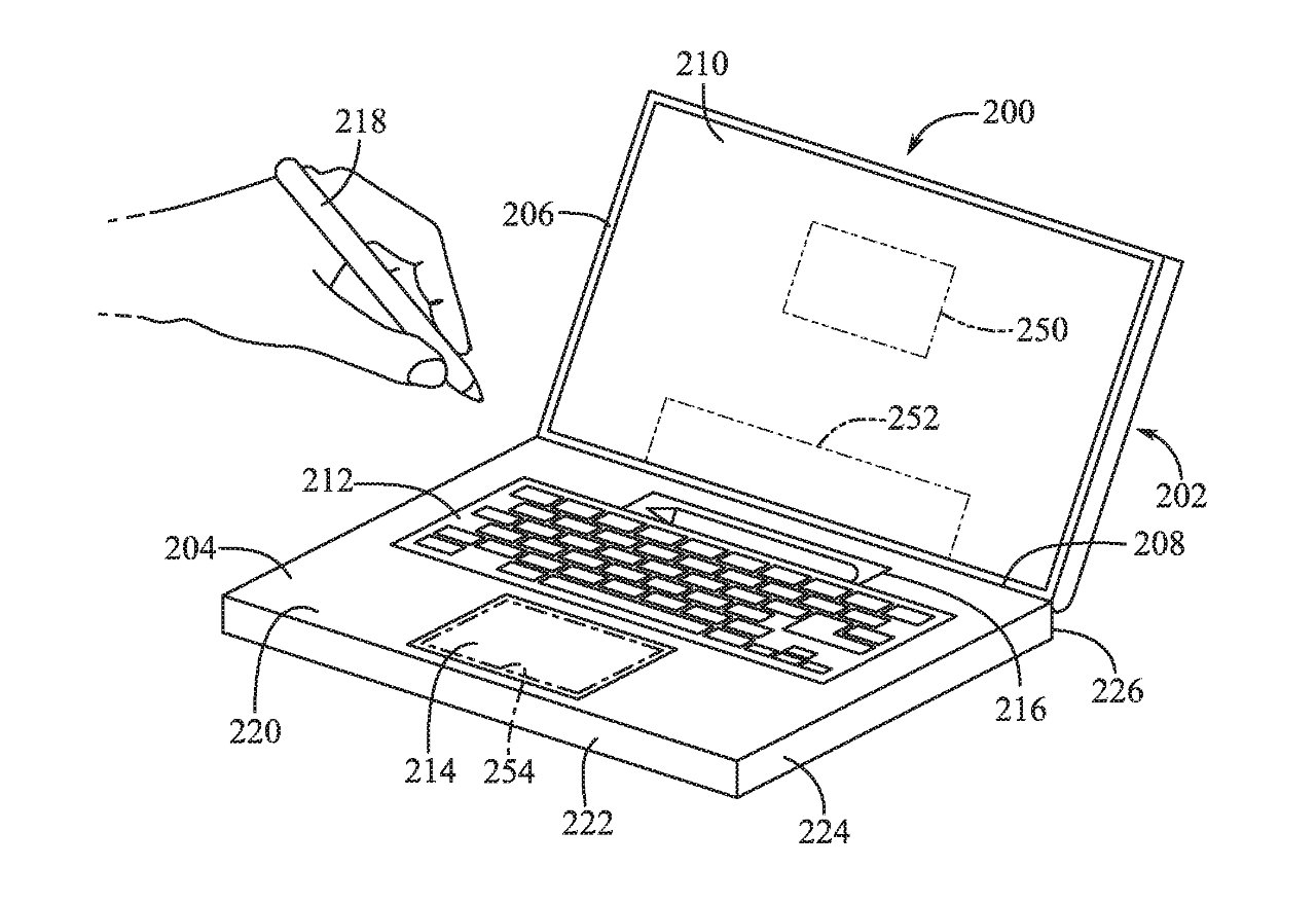 Patent, dokunmatik ekranlı bir Mac'i ekarte ediyor gibi görünmüyor, ancak Touch Bar benzeri şeride odaklanıyor.