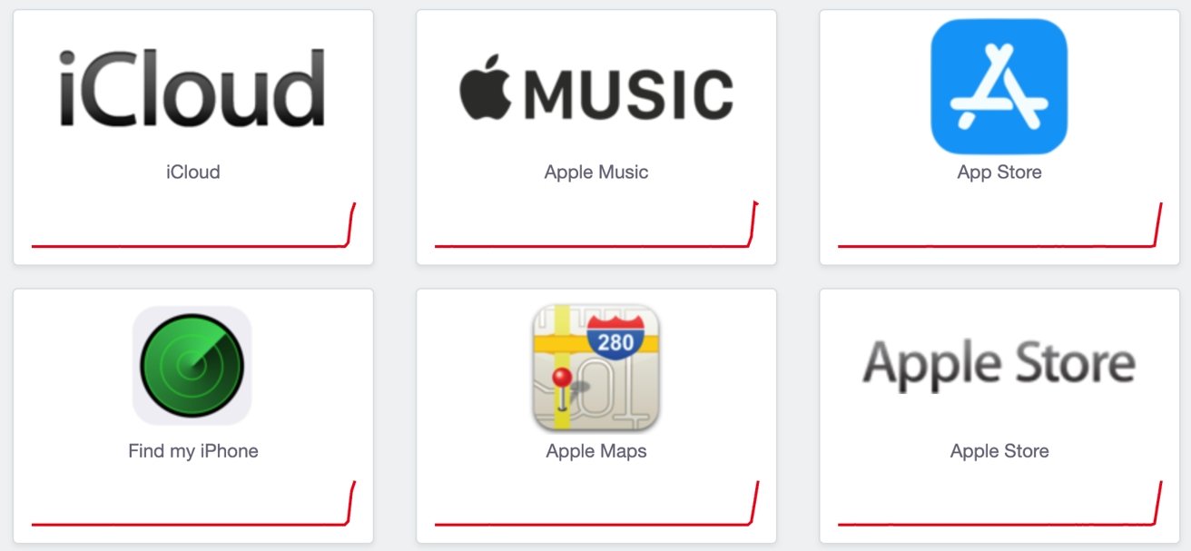 A sampling of DownDetector outage reports for Apple's services.