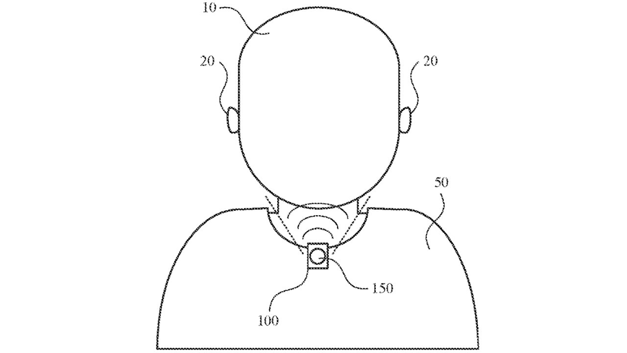 Detail from the patent showing Bod wearing an audio device