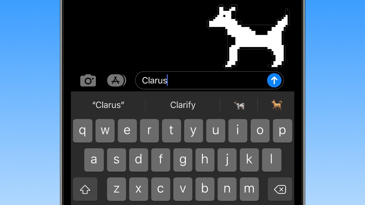 A hidden Easter egg references Clarus the dogcow in the iOS keyboard