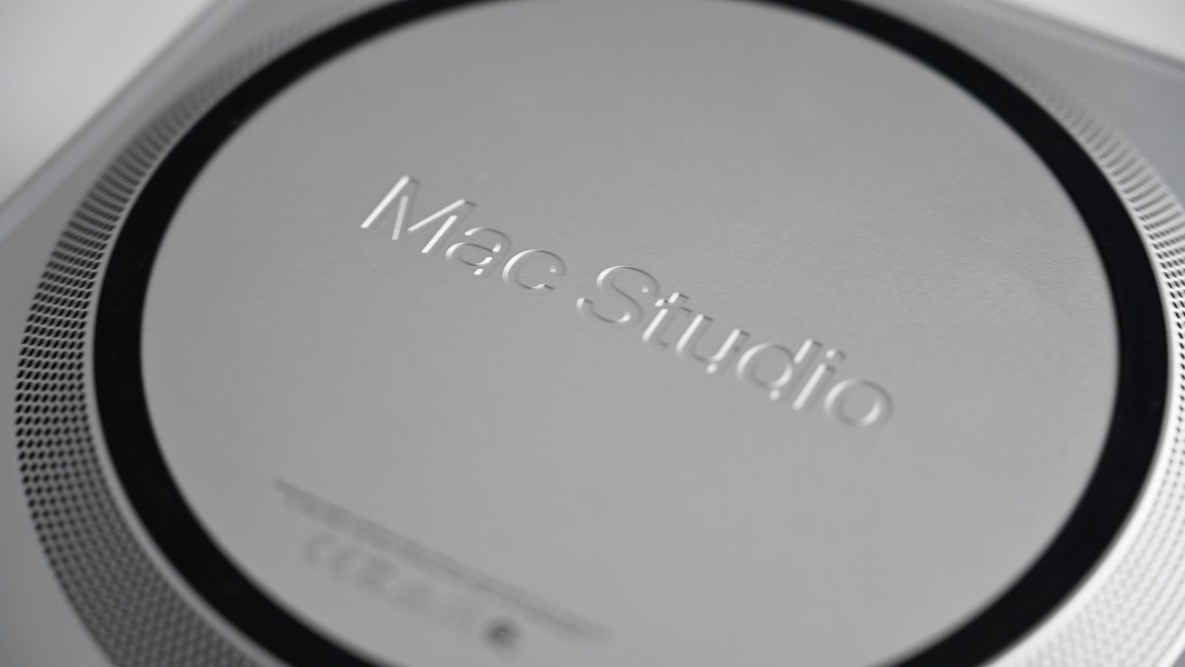The name of the Mac Studio is plainly visible on its base, which you won't see most of the time. 