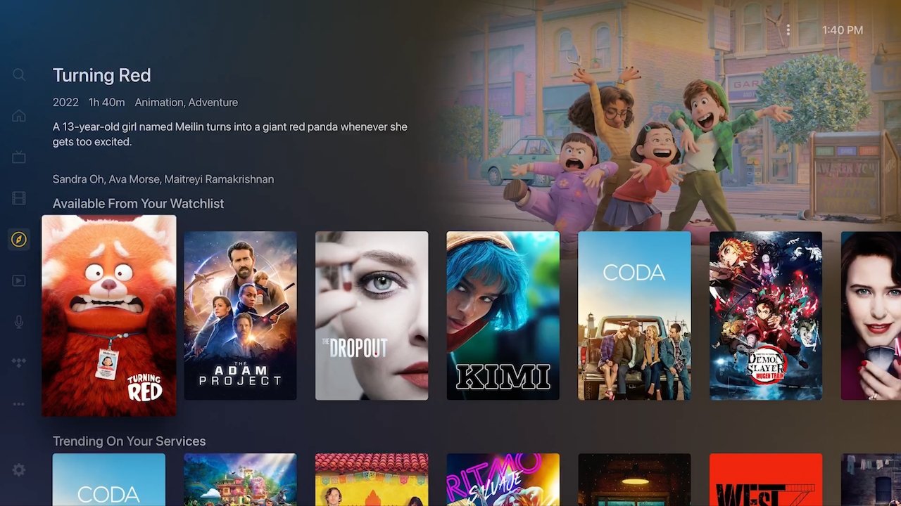 The universal watchlist feature on tvOS.