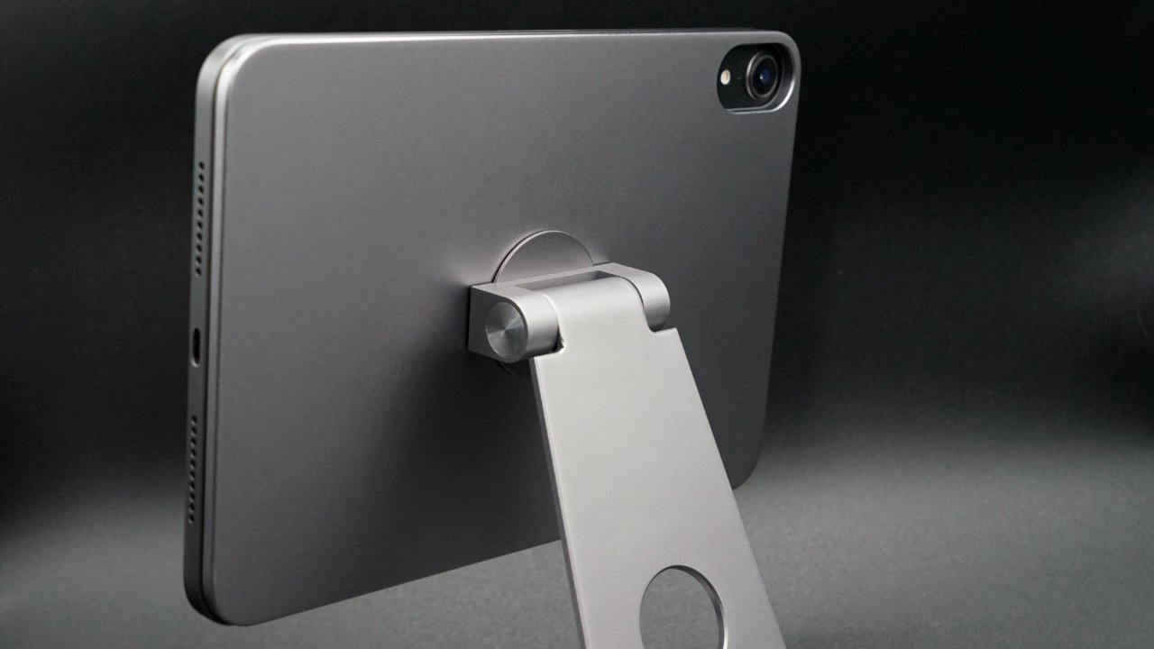 The aluminum base is the exact shape of the iPad mini