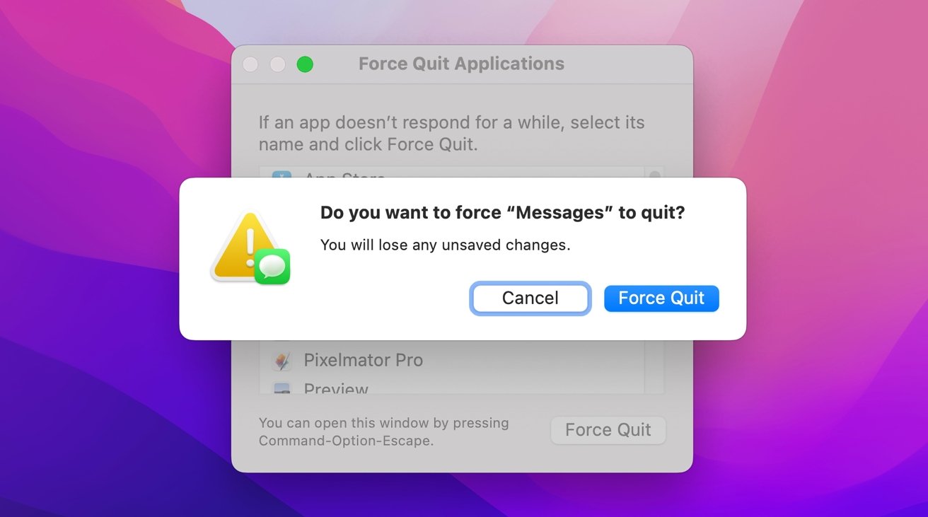 pressure stop an software in macOS