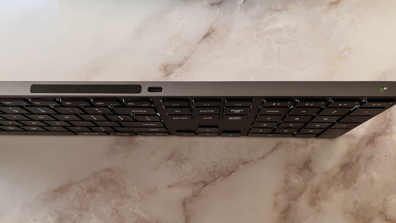 The keyboard recharges via USB-C and features an off switch, should you want to turn it off.