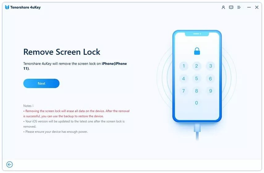4uKey will detect the iPhone once it is connected. 