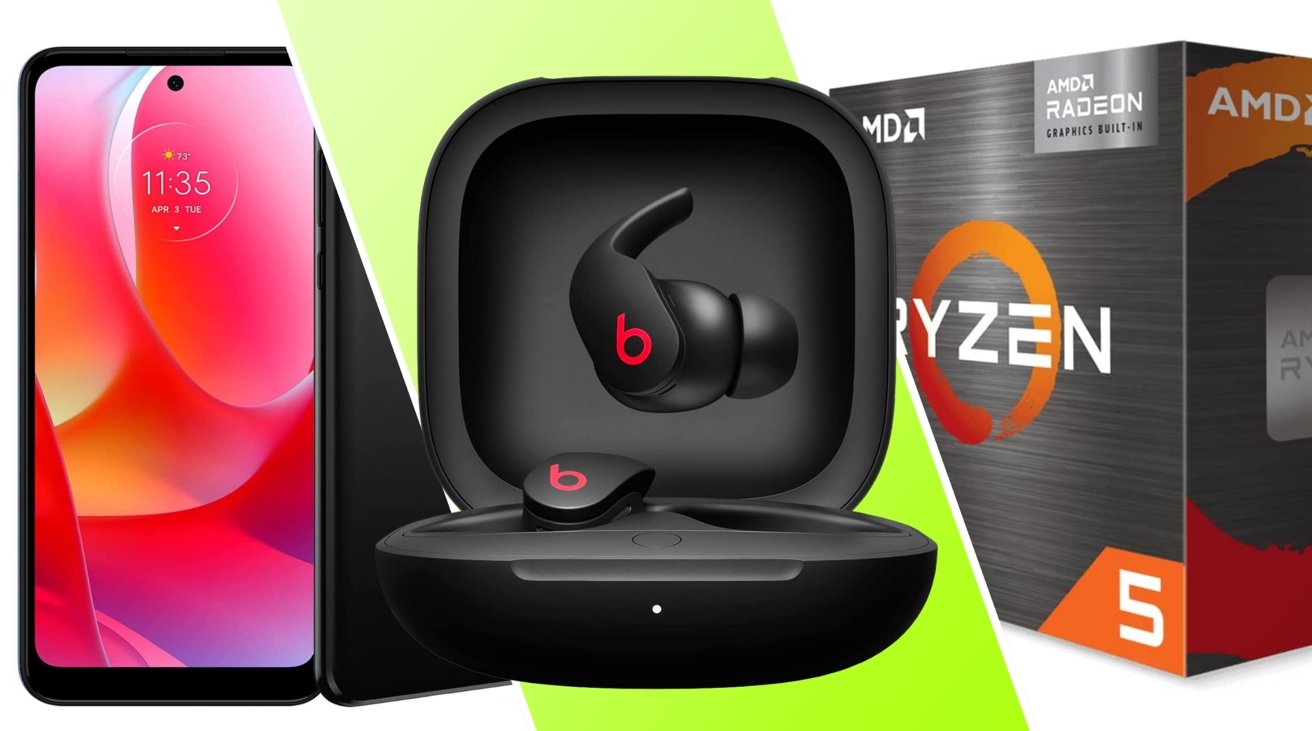 Beats Fit Pro True Wireless Earbuds, AMD Ryzen 5 5600G 6-Core 12-Thread Processor, Moto G Power (2022), side by side