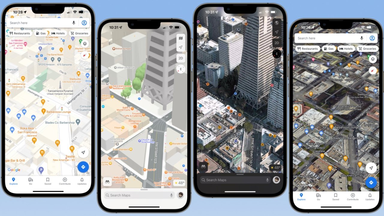 Apple's 3D models and satellite view are more compelling despite having less data than Google