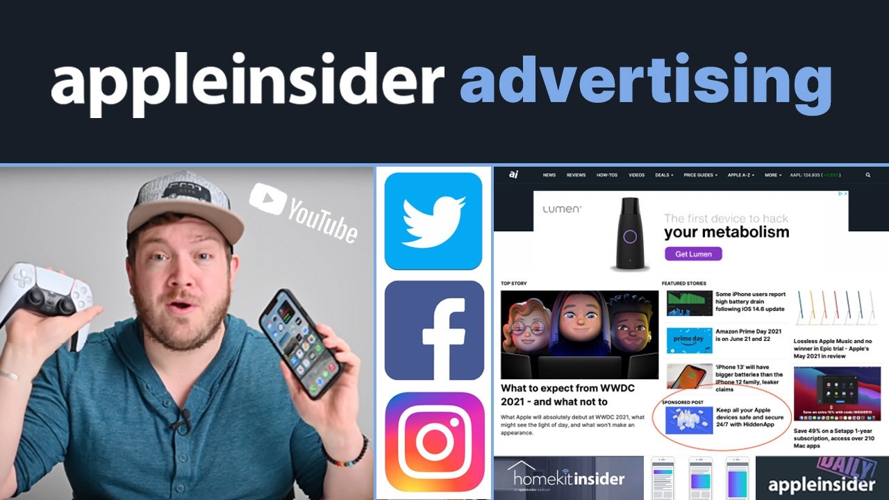 AppleInsider advertising banner with YouTube and sponsored post examples
