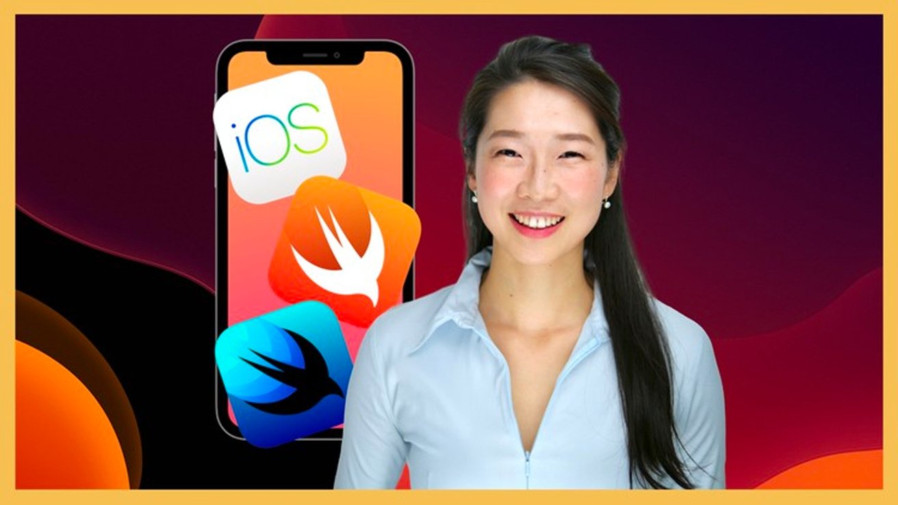 Dr. Angela Yu with iOS graphic