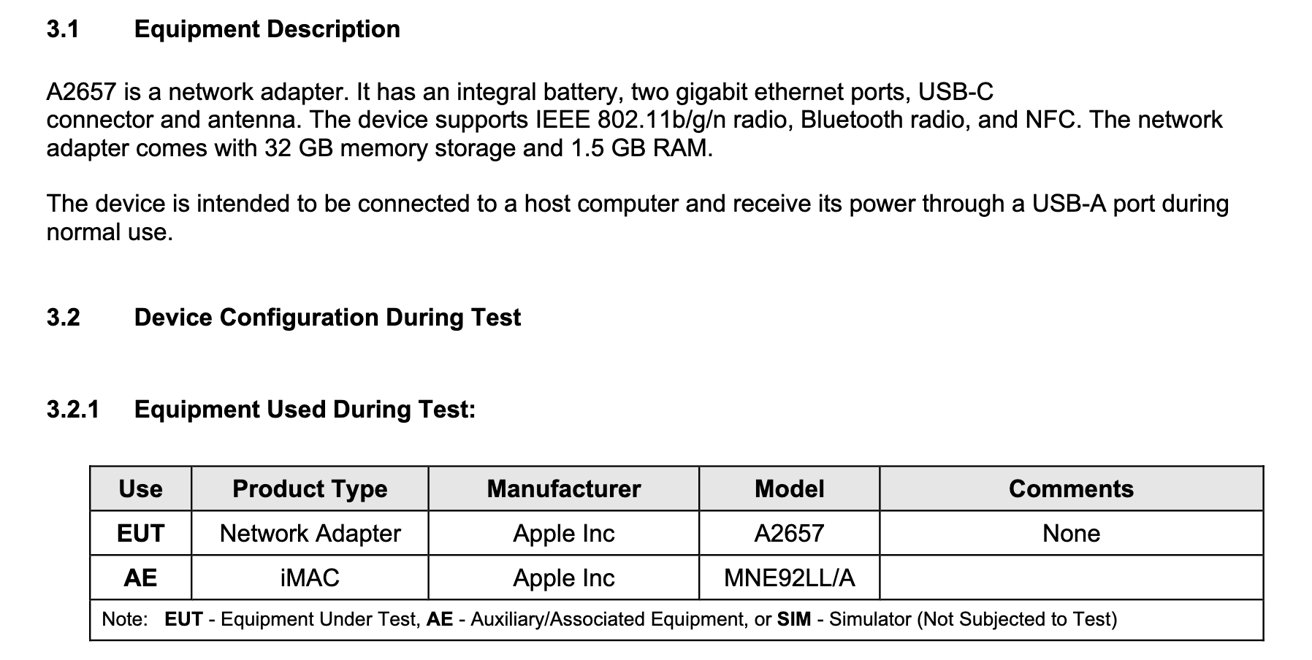 The description of the hardware in one FCC filing. 