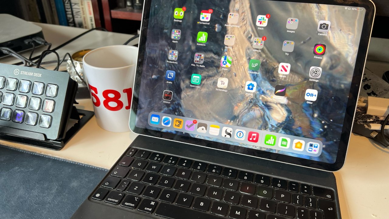 William's iPad Pro and Magic Keyboard get a lot of heavy use