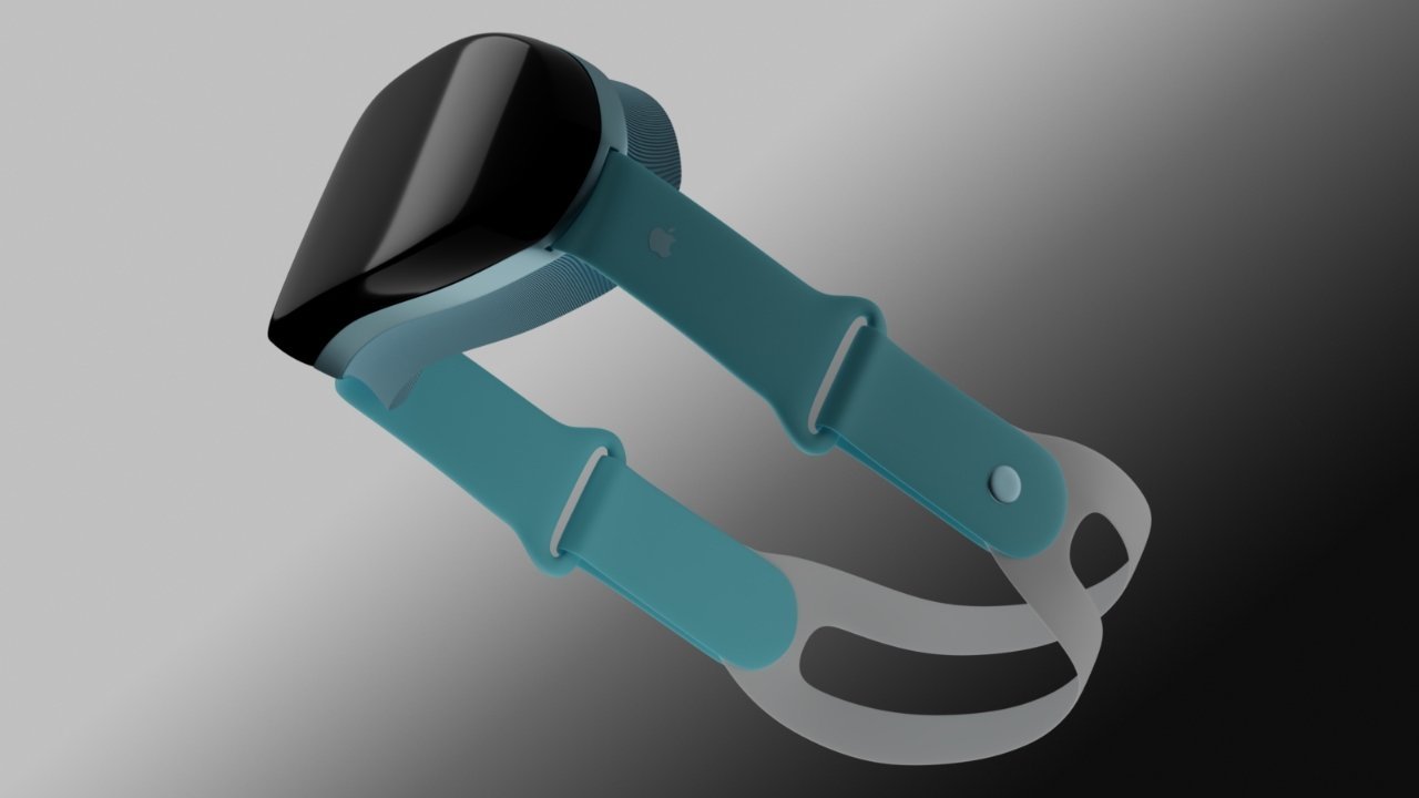 A render of a mixed reality headset Apple could one day launch. 