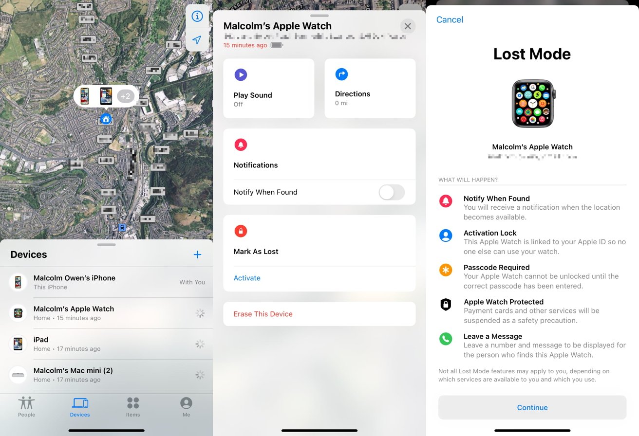 Find My iPhone app provides easy options to track your Apple Watch, put it in Lost Mode, or erase it remotely. 