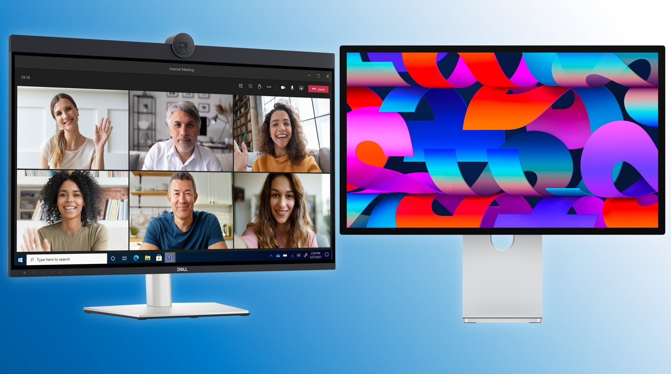 Dell UltraSharp 32 4K Video Conferencing Display (left), Apple Studio Display (right)