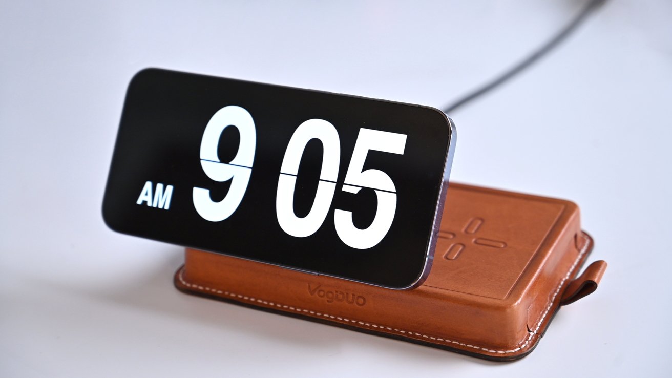 The VogDUO 3-in-1 Wireless Charger can turn your iPhone into a great bedside watch to charge all night long. 
