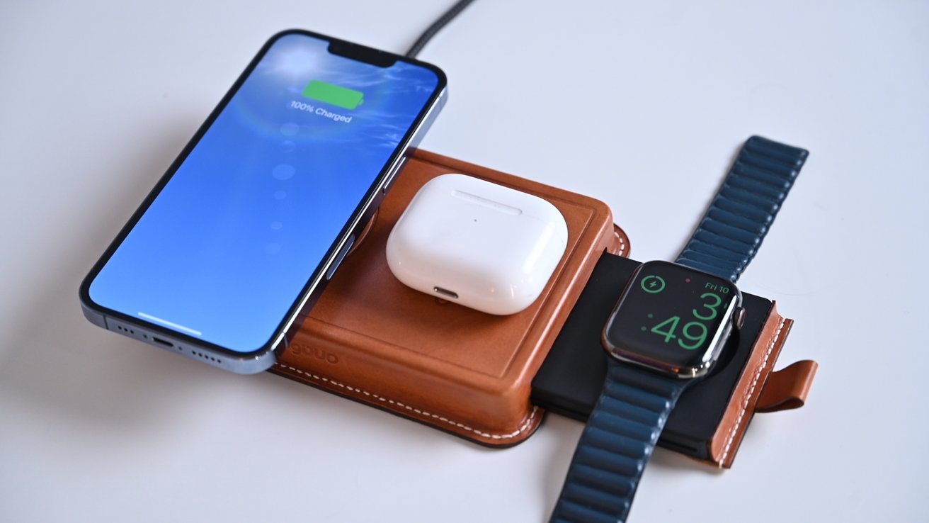 You can charge an iPhone, AirPods case, and Apple Watch with the VogDUO 3-in-1 Wireless Charger