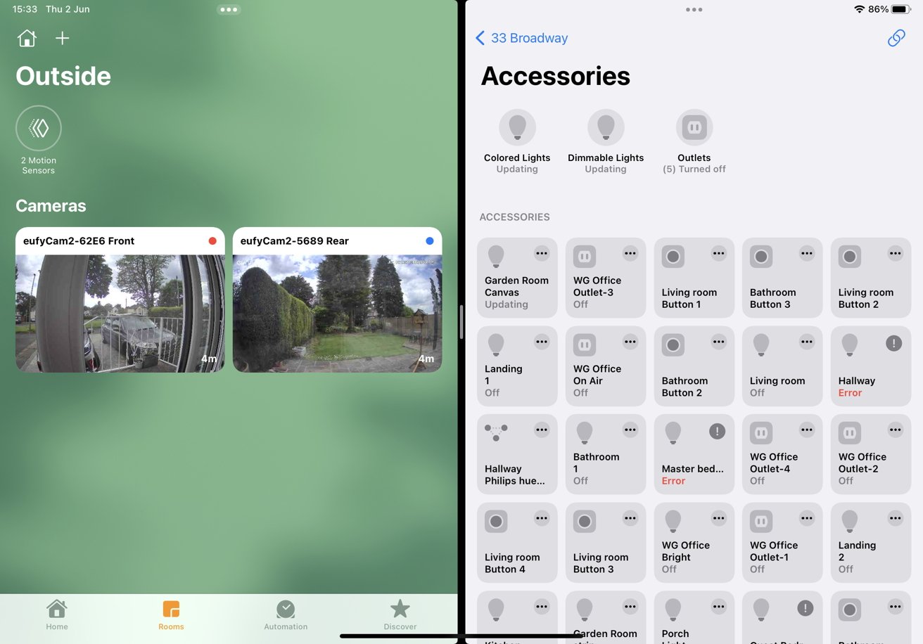 You can use Split View to have, as here, Apple's Home on one side, and Home+ 5 on the other