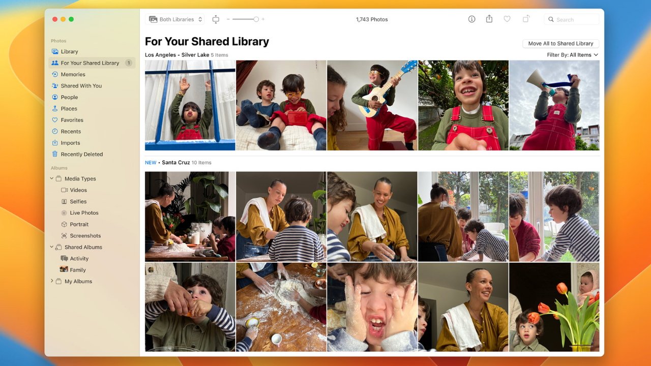 The iCloud Shared Photo Library lets family members see a unified collection of photos
