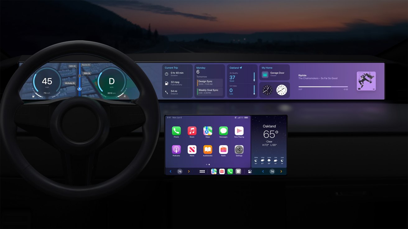 Vehicle dashboard showing the next version of CarPlay